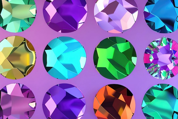 Shiny and Vibrant Crystals in Abstract Shapes and Patterns
