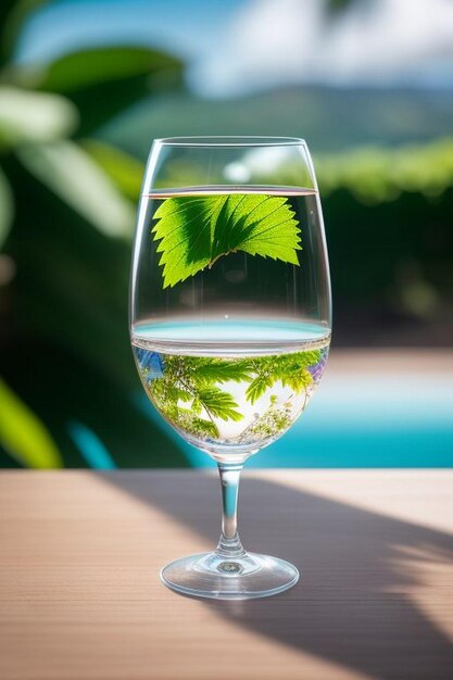 Shiny Wine Glasses Outside with Blue Sky Hawaii