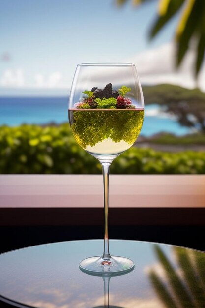 Shiny Wine Glasses Outside with Blue Sky Hawaii