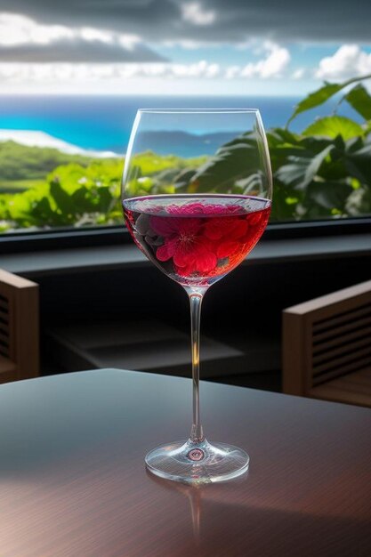 Shiny Wine Glasses Outside with Blue Sky Hawaii