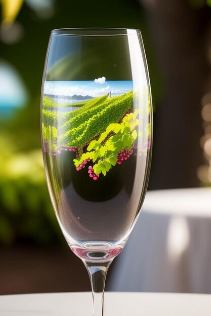 Photo shiny wine glasses outside with blue sky hawaii
