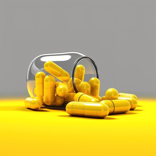 Shiny yellow transparent pills