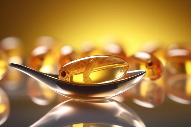 Photo shiny yellow transparent pills