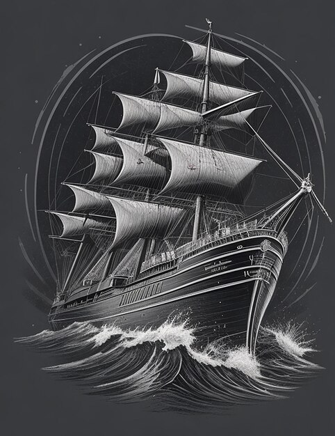 ship Ai image for tshirt design