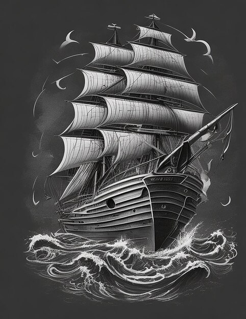 ship Ai image for tshirt design