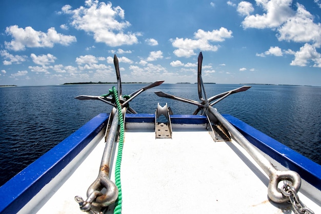 Ship anchor on ocean