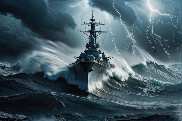 사진 폭풍 에 싸인 바다 와 싸우는 배