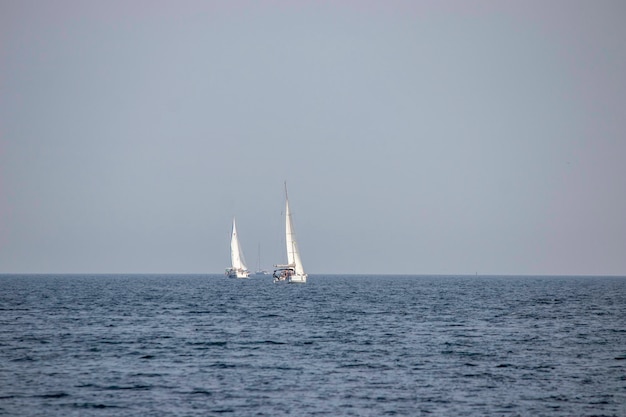 ship in the blue sea on a summer day