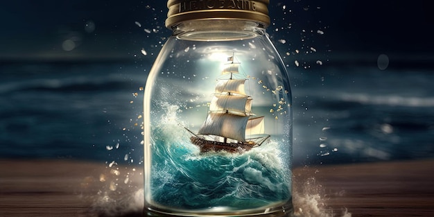 Ship in Bottle Glass