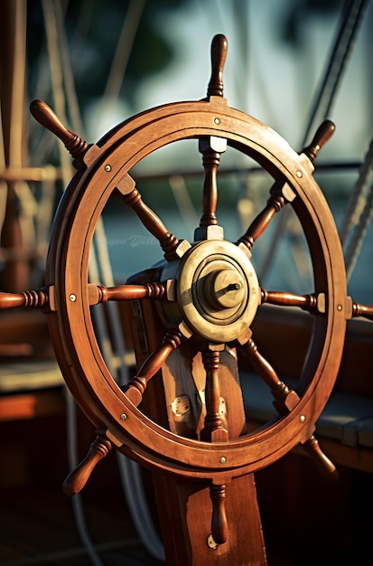 Photo ship captain streering wheel