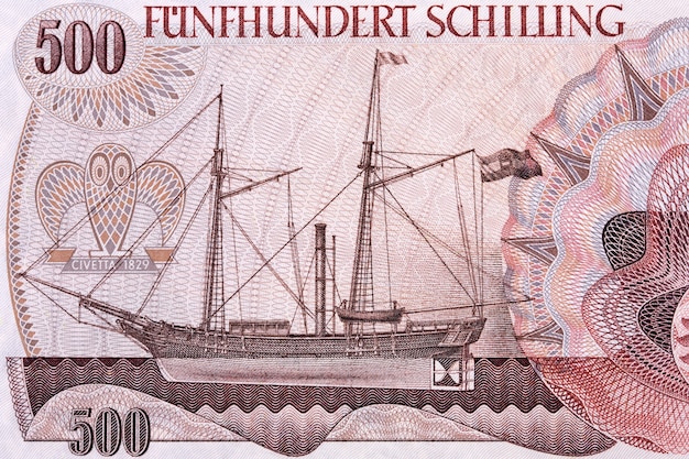 Ship Civetta from old Austrian money  Schillings