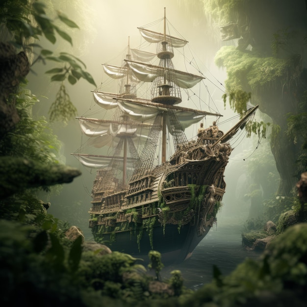 корабль в лесу
