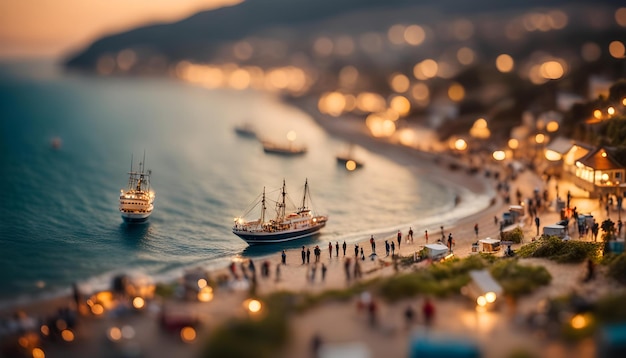 Photo a ship is sailing in the ocean at night