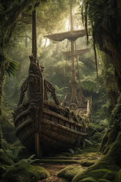 ジャングルの中の船