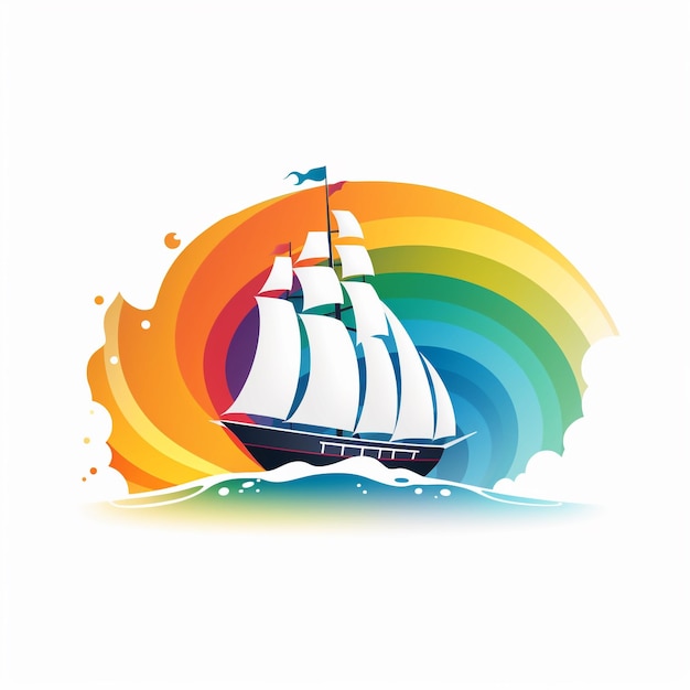 ship logo with rainbow