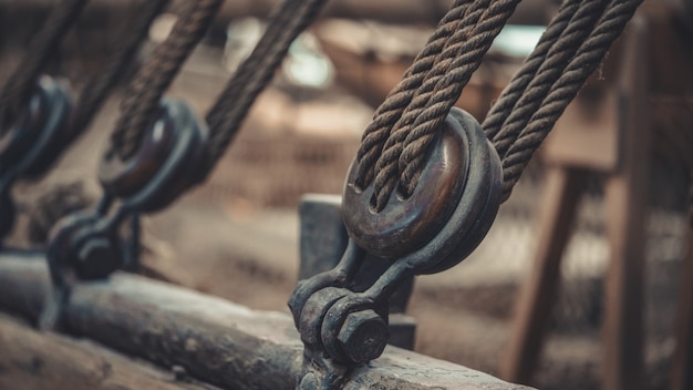 Ship Mast And Tied Rope Hoist 