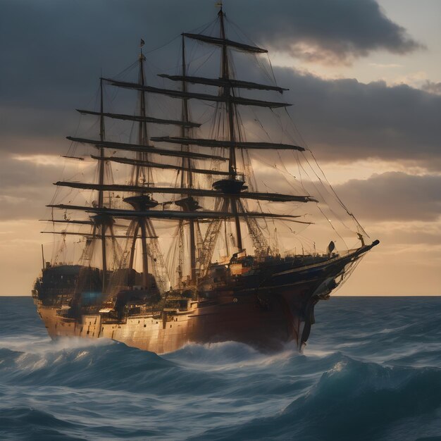 Photo ship ocean background very cool