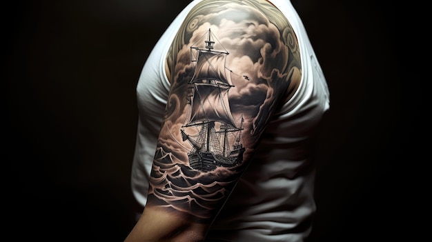 Photo ship pirate tattoo art