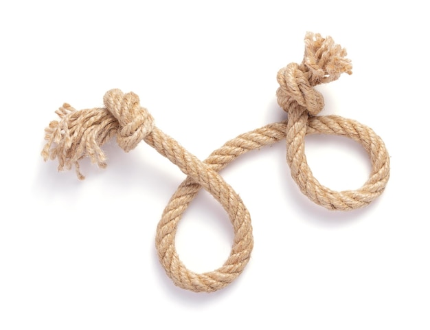 Ship rope isolated on white background, top view