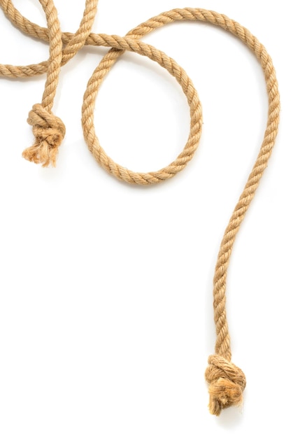 Premium Photo  Double running knot tied on thick jute rope