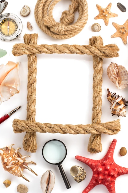 Ship rope and sea concept isolated on white background