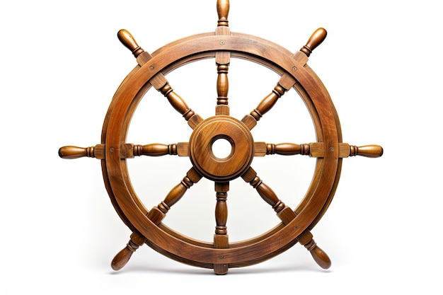 Ship s steering wheel on a white background