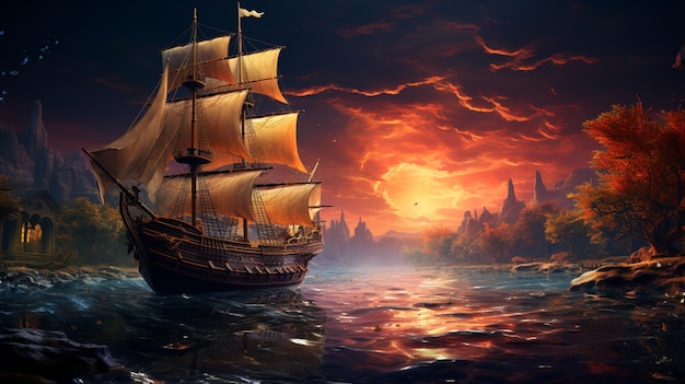 a ship sailing through the water