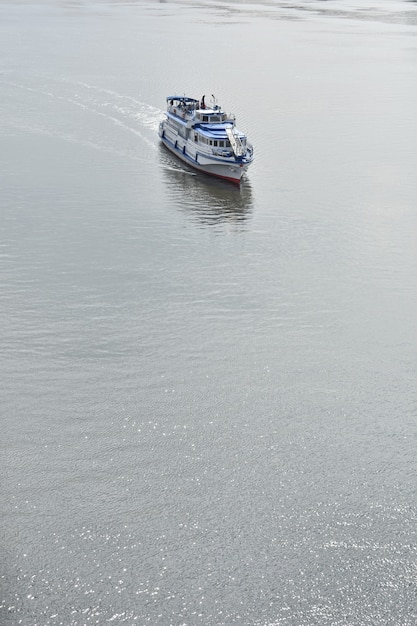 The ship sails along the Oka River. Nizhny Novgorod