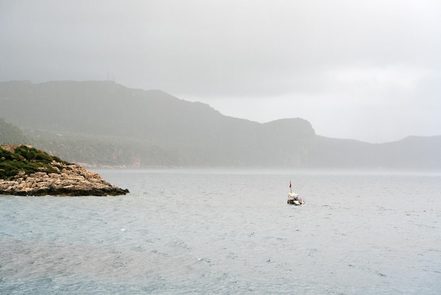 Ship at sea during a storm