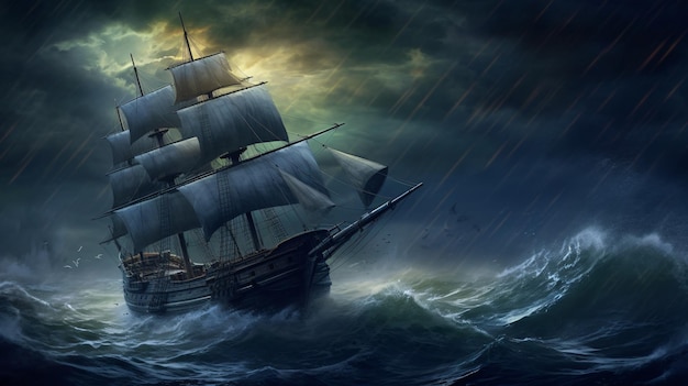 Корабль в штормовой фантазии