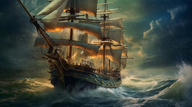 嵐の中の船のファンタジー