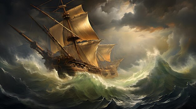 a ship in a storm