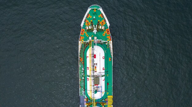 Ship tanker gas LPG, Aerial view Liquefied Petroleum Gas 