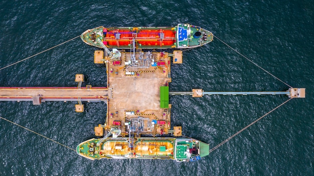 Ship tanker gas LPG, Aerial view Liquefied Petroleum Gas 