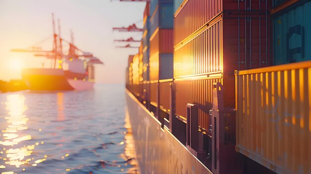 貨物コンテナを運ぶための船 貨物港のドック AI生成