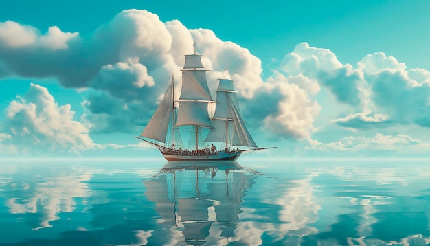 A ship in the water with the sky in the background