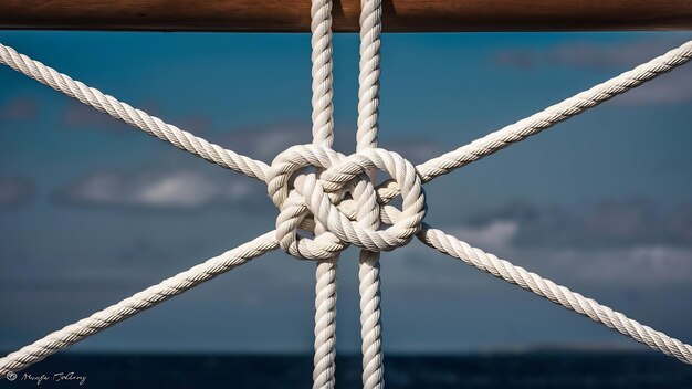 Photo ship white ropes with a knot