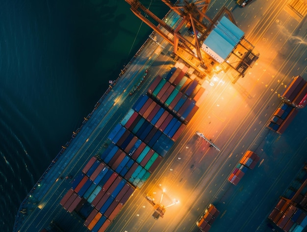 Photo a ship with a lot of boxes on it