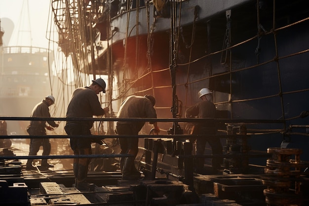 Shipbuilding workers