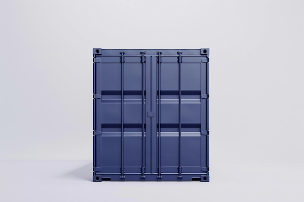 Shipping container front view on a white background