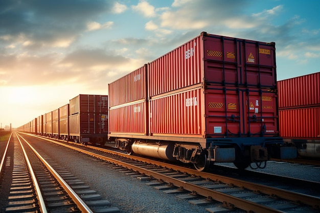 Фото shipping containers being loaded onto a freight train