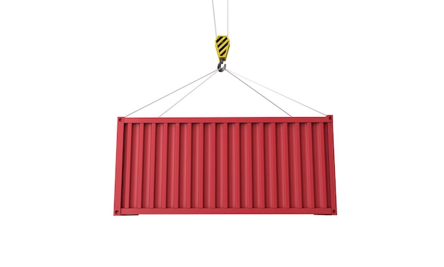 Shipping containers hanging from a crane business delivery comcept d render