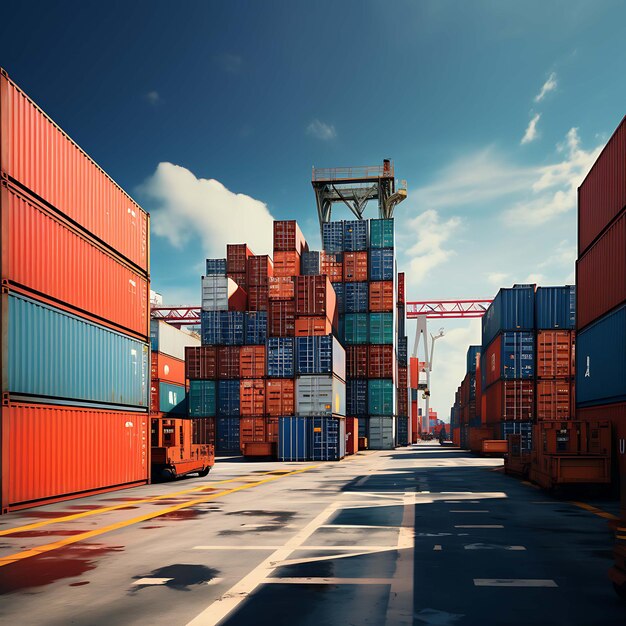 Premium AI Image Shipping Containers in Port