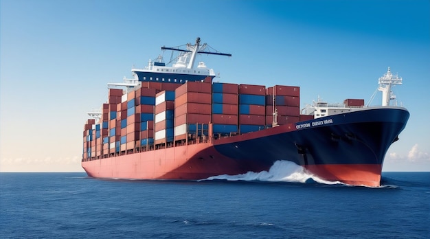 Shipping industry carrying cargo on nautical ship Generative AI