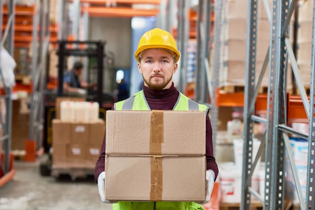 Shipping Worker Holding Boxes