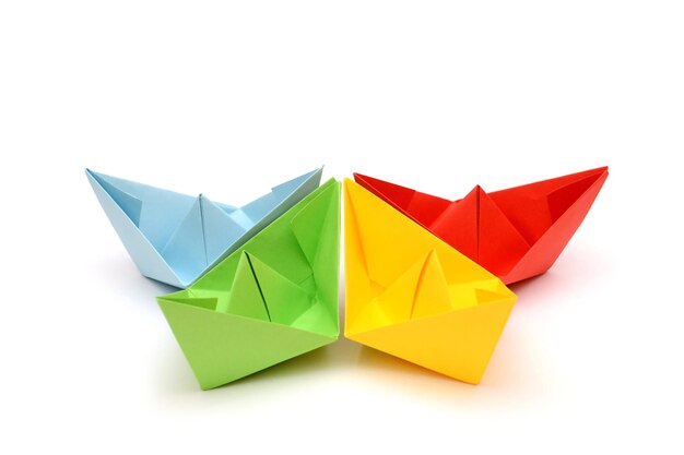 Ships origami Paper boats Colorful figures Transport origami