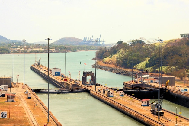 Ships sail through the Panama Canal cargo ship escort