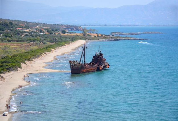 Shipwreck Dimitrios in Gytheio on the Peloponnese in Greece