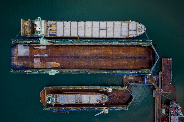 Shipyard business and large shipbuilding on the sea in Thailand 