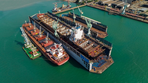 Shipyard dry dock maintenance and repair container ship transport and oil ships in seaxAxA